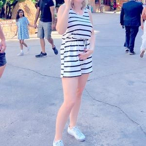 Black and white striped romper